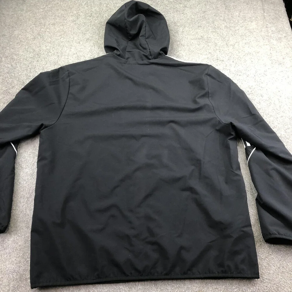 Adidas Jacket Mens XL Black AEROREADY Hooded Full Zip Track Windbreaker